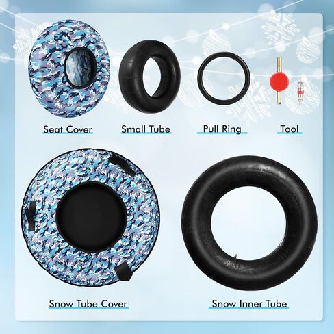 أنبوب ثلج D-TEND مقاس 40 بوصة، شديد التحمل مع قاعدة من البلاستيك الصلب للتزلج وأنابيب تزلج على الجليد قابلة للنفخ للأطفال والكبار متعة الشتاء in Kuwait