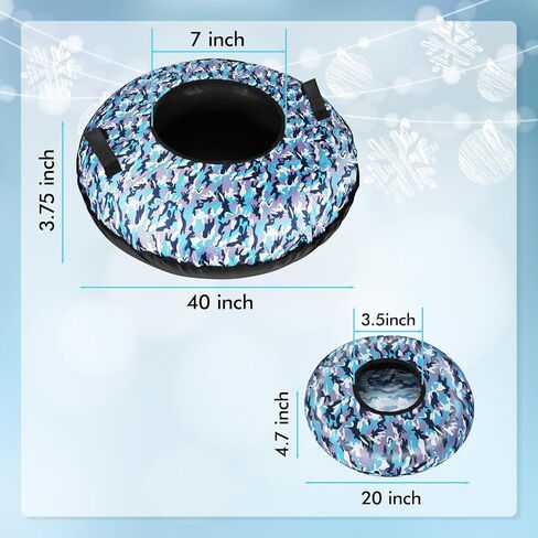 أنبوب ثلج D-TEND مقاس 40 بوصة، شديد التحمل مع قاعدة من البلاستيك الصلب للتزلج وأنابيب تزلج على الجليد قابلة للنفخ للأطفال والكبار متعة الشتاء in Kuwait