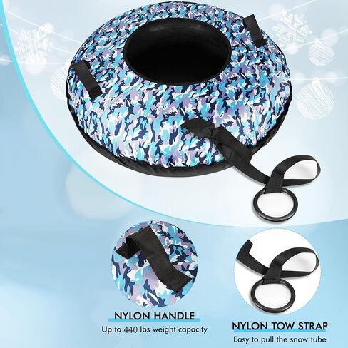 أنبوب ثلج D-TEND مقاس 40 بوصة، شديد التحمل مع قاعدة من البلاستيك الصلب للتزلج وأنابيب تزلج على الجليد قابلة للنفخ للأطفال والكبار متعة الشتاء in Kuwait
