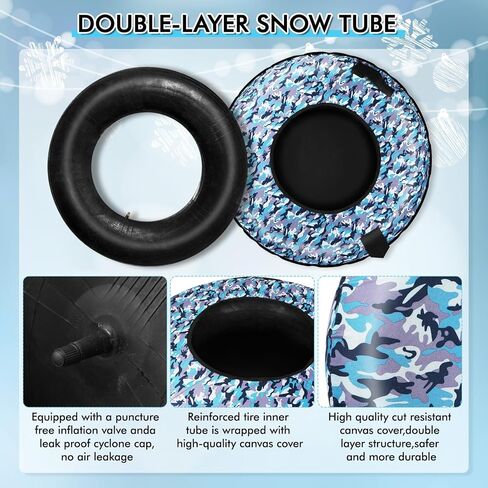 أنبوب ثلج D-TEND مقاس 40 بوصة، شديد التحمل مع قاعدة من البلاستيك الصلب للتزلج وأنابيب تزلج على الجليد قابلة للنفخ للأطفال والكبار متعة الشتاء in Kuwait