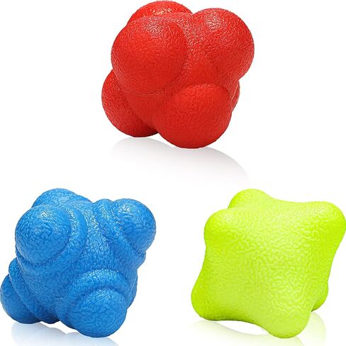 3 Pieces Reaction Balls Bounce Reaction Ball Rubber Reaction Ball Different Level Reaction Ball for Agility Reflex, Coordination Training, Hand-Eye Coordination, Blue, Red and Yellow in Saudi Arabia