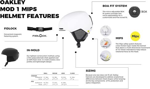 خوذة التزلج على الجليد Oakley MOD1 MIPS للرجال والنساء + حزمة مع زجاجة مياه قابلة للطي من Designer iWear مع حلقة تسلق in Kuwait