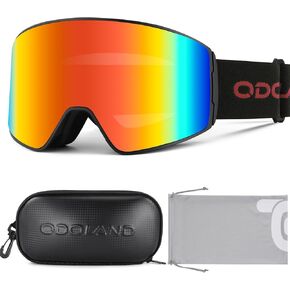 Odoland Ski Goggles, UV Protection Snowboard Goggles Anti-Fog Cylindrical Snow Goggles with Case for Men Women & Youth