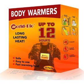 World-BIO Body Warmers for Cold Weather, Heat Warmer Patch Disposable with Adhesive Backing Gives Hours Warm - 5/10/12/17/20/32/40 Packs, Foot Warmer & Hand Warmers Long Lasting Safe Natural Odorless