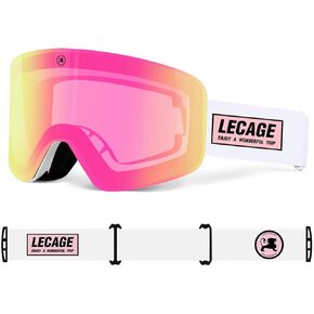 LECAGE OTG Frameless Photochromic Ski Goggles Light Adaptive PRO Anti-Fog, UV Protection Snowboard/Snow Goggles for Men Women