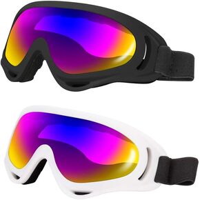 Ski Goggles Pack of 2 - Snowboard Motorcycle Goggles Glasses for Boys Girls Youth Men Women