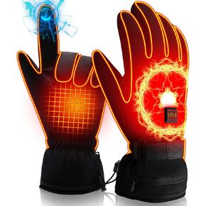 Rabbitroom Electric Heated Gloves for Men Women,Rechargeable Battery Powered Gloves,Waterproof Touchscreen Thermal Insulate Arthritic Hand Warmer,Winter Outdoor Sports for Cycling Hiking Walking Dog