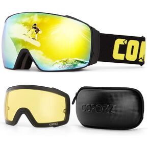 COPOZZ Polarized Ski Goggles Set, S3 Upgrade OTG Magnetic Snowboard Goggles UV Protection Skiing Goggles for Youth Men Women in Saudi Arabia