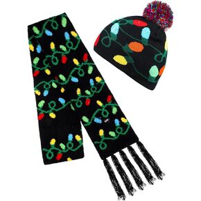 SATINIOR 2 Pieces Christmas LED Light-up Hats Xmas Light Up Scarf for Christmas Party