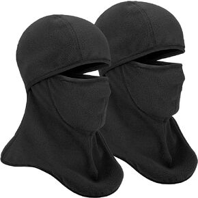 Fleece Balaclava Ski Mask with Nose Wire, 2-Pack Winter Full Face Mask Hood Thermal Neck Cover for Skiing Cycling Running