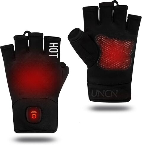 uncn Heated Gloves Fingerless for Women Man with 3.7V 3000mAh Battery Cordless Work Touchscreen Gloves for Winter Cold Weather Rechargeable Electric in Saudi Arabia