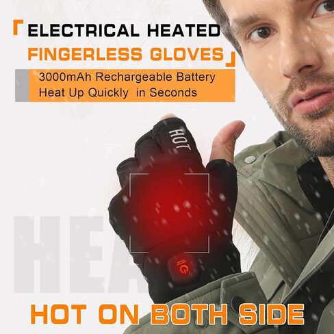 uncn Heated Gloves Fingerless for Women Man with 3.7V 3000mAh Battery Cordless Work Touchscreen Gloves for Winter Cold Weather Rechargeable Electric in Saudi Arabia