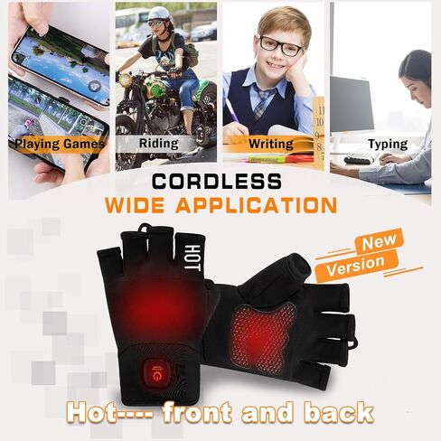 uncn Heated Gloves Fingerless for Women Man with 3.7V 3000mAh Battery Cordless Work Touchscreen Gloves for Winter Cold Weather Rechargeable Electric in Saudi Arabia