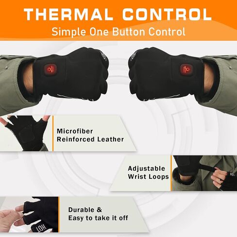 uncn Heated Gloves Fingerless for Women Man with 3.7V 3000mAh Battery Cordless Work Touchscreen Gloves for Winter Cold Weather Rechargeable Electric in Saudi Arabia