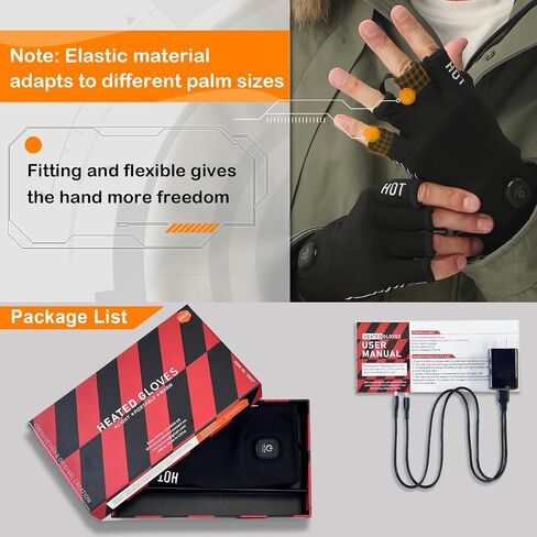 uncn Heated Gloves Fingerless for Women Man with 3.7V 3000mAh Battery Cordless Work Touchscreen Gloves for Winter Cold Weather Rechargeable Electric in Saudi Arabia