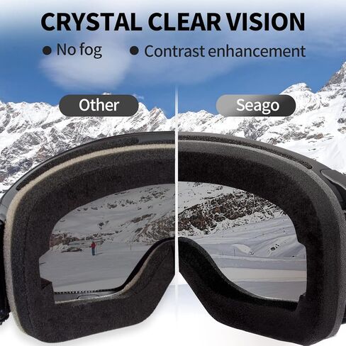 Seago Magnetic Ski Goggles for Adult Youth, Anti Fog 100% UV400 Protection Helmet Compatible in Kuwait