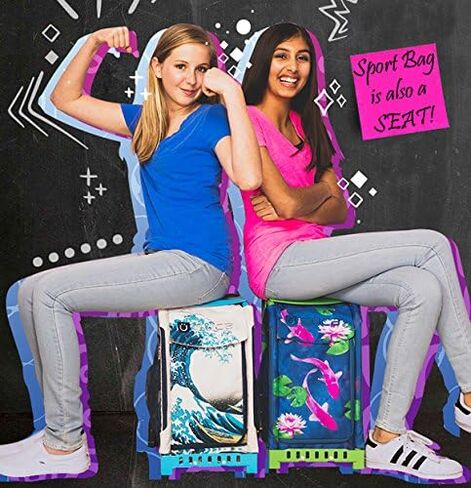 ZUCA Island Life Palm Trees Sport Insert Bag and Navy Frame with Flashing Wheels in Kuwait