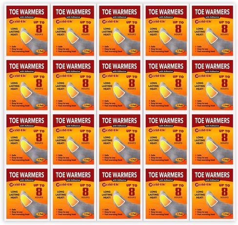 WORLD-BIO Toe Warmers Adhesive 10/20/30/40 Pairs - Long Lasting Safe Natural Odorless Air Activated Warmers Up to 8 Hours of Heat - Heated Insoles Toe Foot Warmers Keep Foot Warm in Chill Winter in Kuwait