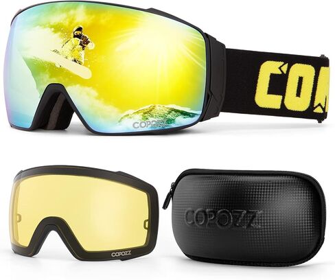 COPOZZ Polarized Ski Goggles Set, S3 Upgrade OTG Magnetic Snowboard Goggles UV Protection Skiing Goggles for Youth Men Women in Saudi Arabia