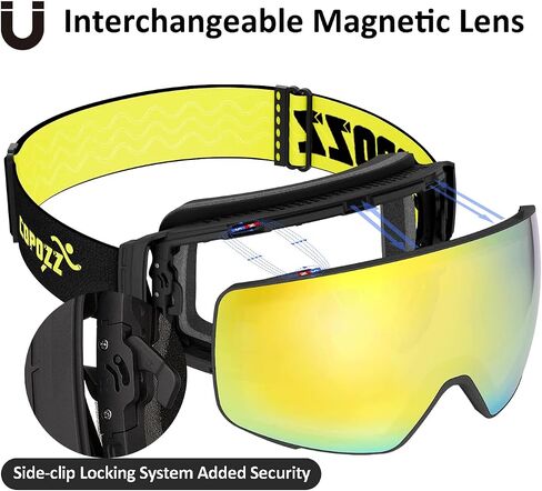 COPOZZ Polarized Ski Goggles Set, S3 Upgrade OTG Magnetic Snowboard Goggles UV Protection Skiing Goggles for Youth Men Women in Saudi Arabia