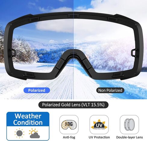 COPOZZ Polarized Ski Goggles Set, S3 Upgrade OTG Magnetic Snowboard Goggles UV Protection Skiing Goggles for Youth Men Women in Saudi Arabia