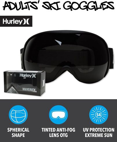 Hurley Adults' Ski Goggles - UV Protection Spherical Lens OTG Snow Goggles - Anti-Fog Snowboard Goggles for Men and Women in Saudi Arabia