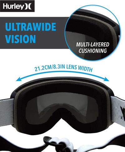 Hurley Adults' Ski Goggles - UV Protection Spherical Lens OTG Snow Goggles - Anti-Fog Snowboard Goggles for Men and Women in Saudi Arabia