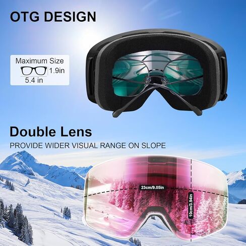نظارات التزلج Micisty نظارات OTG على الجليد للرجال والنساء نظارات التزلج المغناطيسي نظارات الثلوج مع نظارات عدسة قابلة للتبديل in Kuwait