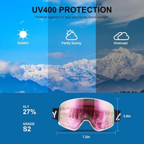 نظارات التزلج Micisty نظارات OTG على الجليد للرجال والنساء نظارات التزلج المغناطيسي نظارات الثلوج مع نظارات عدسة قابلة للتبديل in Kuwait