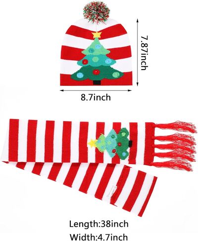 SATINIOR 2 Pieces Christmas LED Light-up Hats Xmas Light Up Scarf for Christmas Party in Saudi Arabia