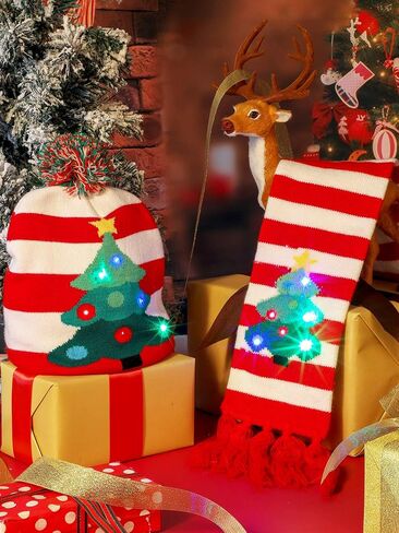 SATINIOR 2 Pieces Christmas LED Light-up Hats Xmas Light Up Scarf for Christmas Party in Saudi Arabia