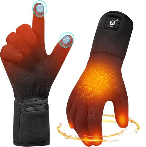 MIEVNIO Heated Glove Liners Rechargeable Gloves - Electric Battery Heated Gloves for Men Women, Upgraded Touchscreen Thin Gloves for Winter Hiking Ski Riding Cycling, Black in Kuwait