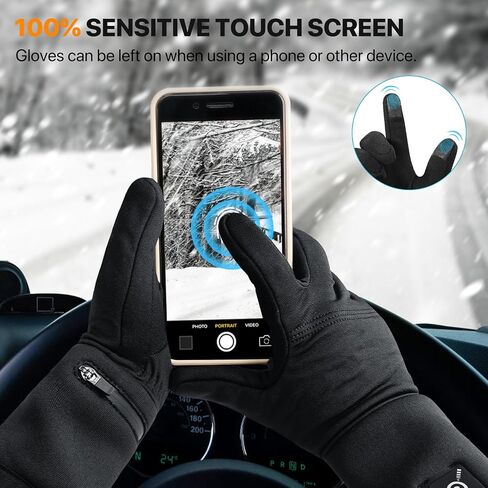 MIEVNIO Heated Glove Liners Rechargeable Gloves - Electric Battery Heated Gloves for Men Women, Upgraded Touchscreen Thin Gloves for Winter Hiking Ski Riding Cycling, Black in Kuwait