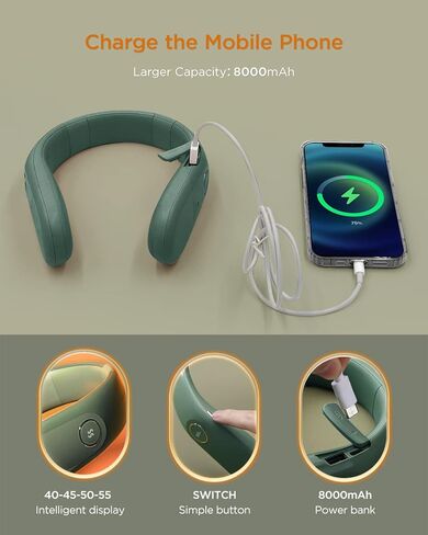 جهاز تدفئة الرقبة من ICEBIRDS قابل لإعادة الشحن، وسادة تدفئة معلقة بتقنية جديدة 2021 للرقبة، شاحن متنقل بقوة 8000 مللي أمبير في الساعة، 4 إعدادات للحرارة، علاج حراري رائع للرياضات الداخلية والخارجية، هدايا دافئة in Kuwait