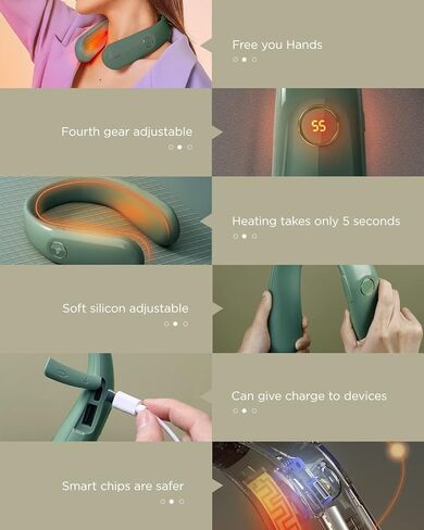 جهاز تدفئة الرقبة من ICEBIRDS قابل لإعادة الشحن، وسادة تدفئة معلقة بتقنية جديدة 2021 للرقبة، شاحن متنقل بقوة 8000 مللي أمبير في الساعة، 4 إعدادات للحرارة، علاج حراري رائع للرياضات الداخلية والخارجية، هدايا دافئة in Kuwait