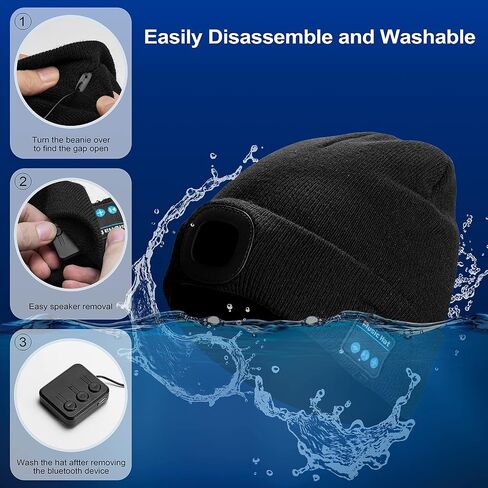 Tutuko Unisex Bluetooth Beanie Hat with Light, Built-in Speaker Mic, Headlamp Cap with Headphones, Tech Gift for Men Women in Saudi Arabia
