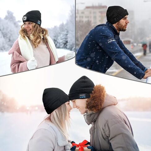 Tutuko Unisex Bluetooth Beanie Hat with Light, Built-in Speaker Mic, Headlamp Cap with Headphones, Tech Gift for Men Women in Saudi Arabia