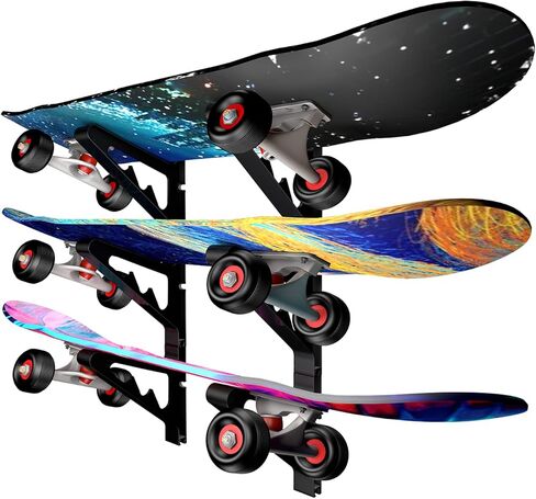 MIND&ACTION Skateboard Wall Mount Rack Board Display Wall Holder,Adjustable Storage Layers Space Saving Design in Saudi Arabia