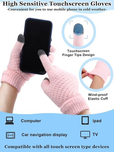 20pcs Winter Hat Scarf Gloves Sock Set Knit Beanie Hat Touchscreen Gloves Neck Warmer Scarf for Women Men in Saudi Arabia