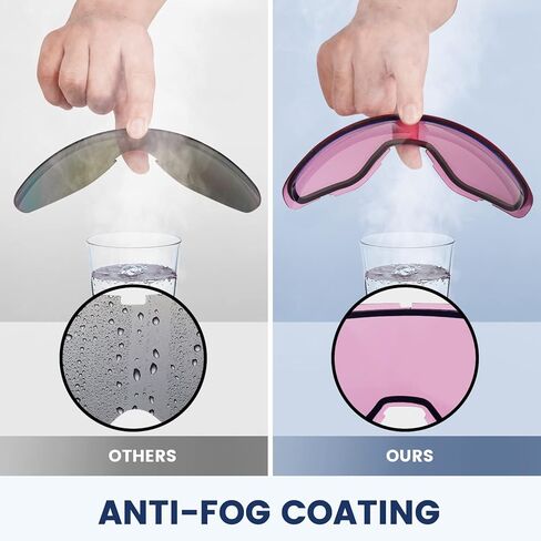 نظارات التزلج ATERCEL، نظارات OTG المضادة للضباب على الجليد للرجال والنساء والشباب، نظارات الثلج بعدسات مزدوجة قابلة للانحناء، حماية 100% من الأشعة فوق البنفسجية in Kuwait