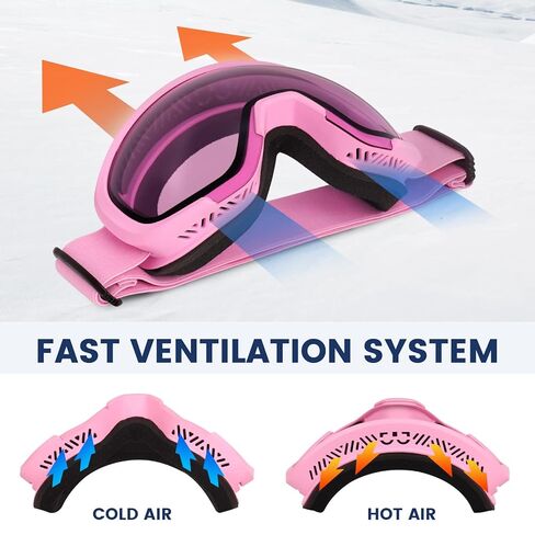 نظارات التزلج ATERCEL، نظارات OTG المضادة للضباب على الجليد للرجال والنساء والشباب، نظارات الثلج بعدسات مزدوجة قابلة للانحناء، حماية 100% من الأشعة فوق البنفسجية in Kuwait