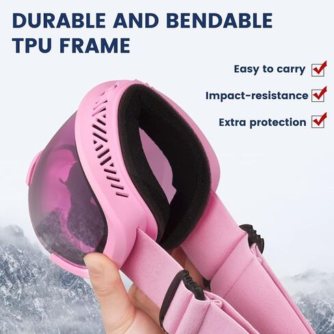 نظارات التزلج ATERCEL، نظارات OTG المضادة للضباب على الجليد للرجال والنساء والشباب، نظارات الثلج بعدسات مزدوجة قابلة للانحناء، حماية 100% من الأشعة فوق البنفسجية in Kuwait