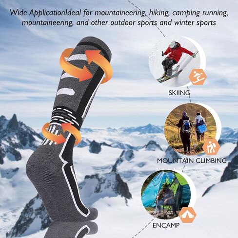 جوارب DarkCom 4 أزواج للرجال والنساء للتزلج مريحة، جوارب تزلج دافئة، جوارب للتزلج على الجليد قابلة للتنفس in Kuwait