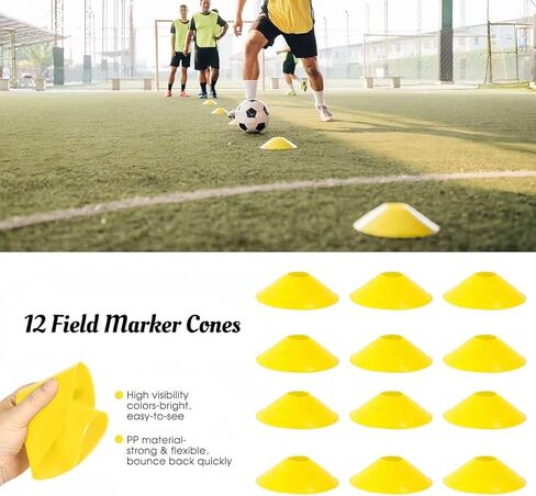 مجموعة سلم السرعة للتدريب على الرشاقة من ايلوسيكسريس - سلم رشاقة 12 درجة 20 قدم، 12 مخروط ميداني، 4 اوتاد ستيل، مظلة مقاومة مع شنطة حمل in Kuwait