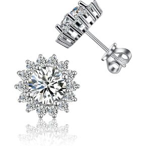 أقراط ONKAZO Moissanite المرصعة في المختبر أقراط ألماس مضادة للحساسية 0.6 قيراط - 2 قيراط D لون دائري 18 قيراط مطلي بالذهب الأبيض 925 أقراط من الفضة الإسترلينية هدايا مجوهرات للنساء والرجال in Kuwait