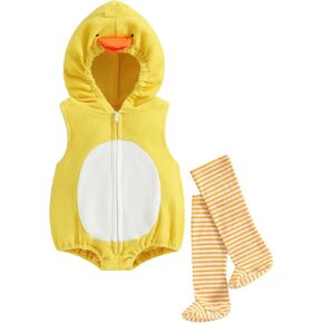VISGOGO Toddler Infant Baby Boy Girl Avocado Pineapple Fruit Fancy Costume Hooded Romper Jumpsuit Legging 2Pcs Outfit