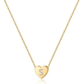 M MOOHAM Initial Heart Necklace for Girls Women, Dainty Cubic Zirconia Initial Heart Pendant Necklace for Women Girls Jewelry Gifts in Saudi Arabia