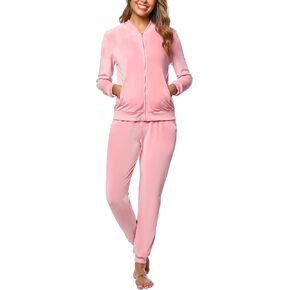 Totatuit Velour Tracksuit Womens Sweatsuit Set Long Sleeve Zip Up Jacket & Drawstring Sweatpants Outfit