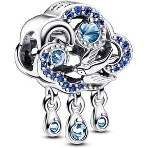 PANDORA Cloud & Swallow Charm - Compatible Moments Bracelets - Jewelry for Women - Gift for Women in Your Life - Made with Sterling Silver & Man-Made Crystal in Saudi Arabia