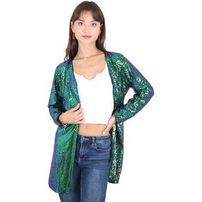 معطف Anna-Kaci نسائي مفتوح من الأمام مزين بالترتر من Las Vegas Blazer Party Club Cocktail Jacket ملابس خارجية in Kuwait